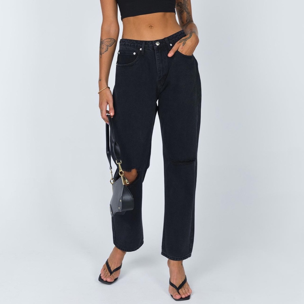 Fairmount Straight Leg Jeans Black Denim Size 8